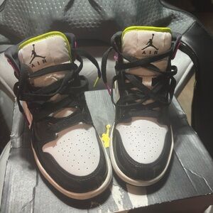 Jordan Kids Sneakers Black White Neon